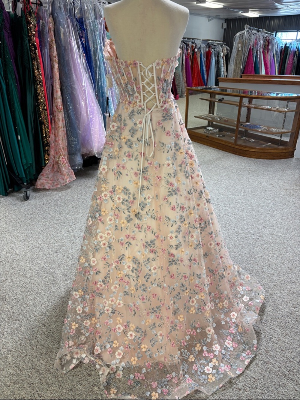 Prom dress alyceparis #61986 floral French pink - Picture 6 of 11